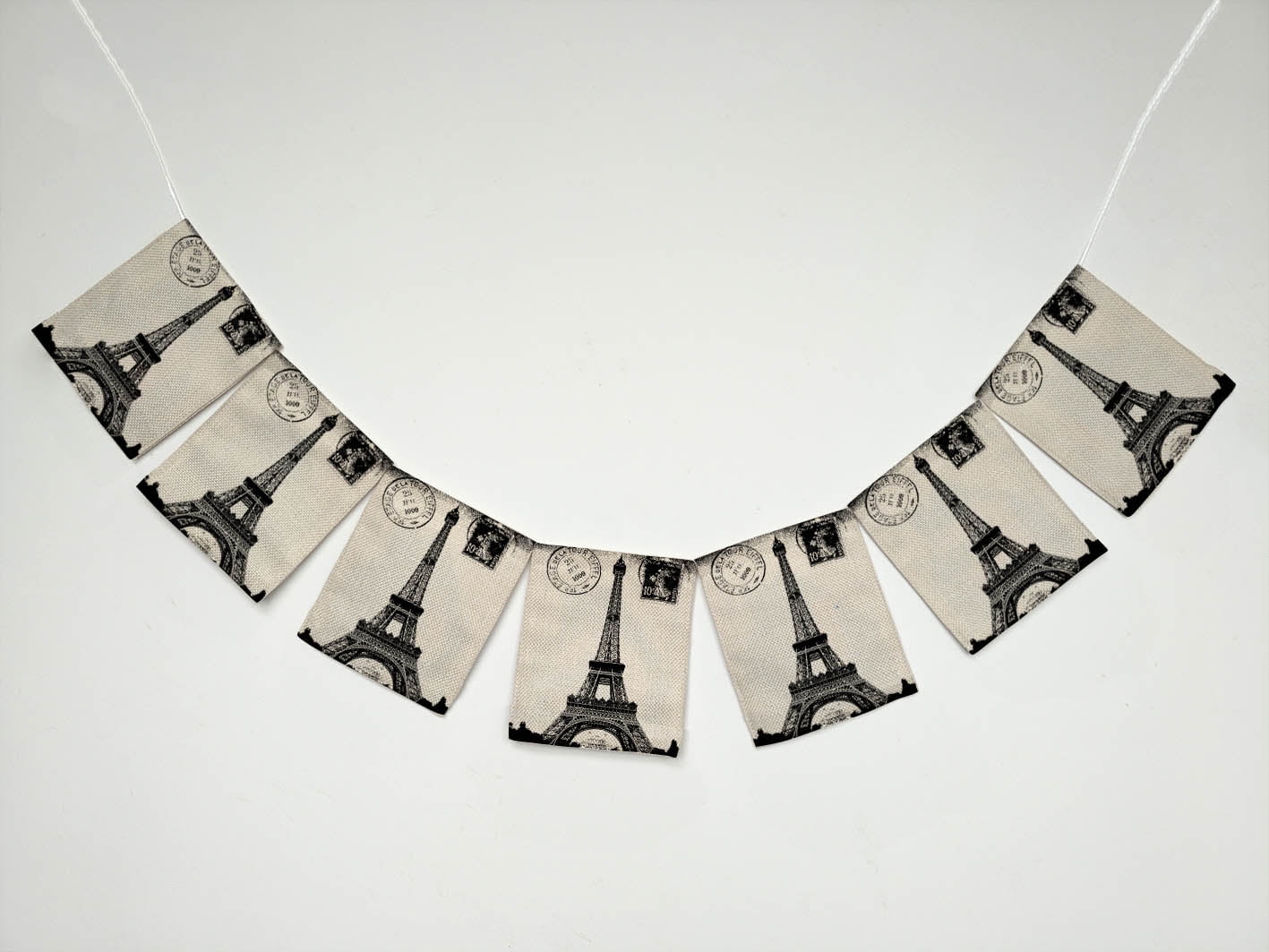 GCKG Frech Paris Eiffel Tower City of Love Black White Banner Bunting Garland Flag Sign for Home Family Party Decoration