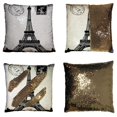thumbnail image 1 of GCKG Frech Paris Eiffel Tower City of Love Black White Reversible Mermaid Sequin Pillow Case Home Decor Cushion Cover 18x18 inches, 1 of 3