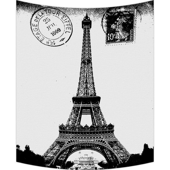 GCKG Frech Paris Eiffel Tower City of Love Black White Tapestry Wall Hanging,Wall Art, Dorm Decor,Wall Tapestries Size 51x60 inches