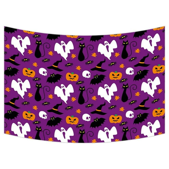 GCKG Funny Hallowen Time Ghost Pumpkin Halloween Wall Art Tapestries Home Decor Wall Hanging Tapestry Size 60"x90"