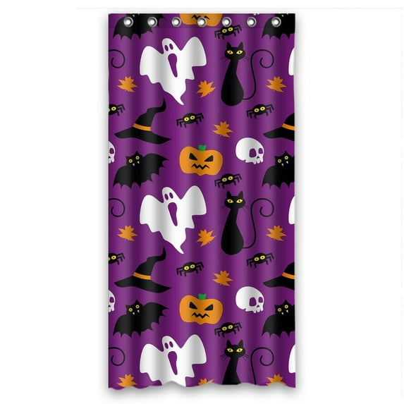 GCKG Funny Hallowen Time Ghost Pumpkin Halloween Waterproof Polyester Shower Curtain and Hooks Size 36x72 inches