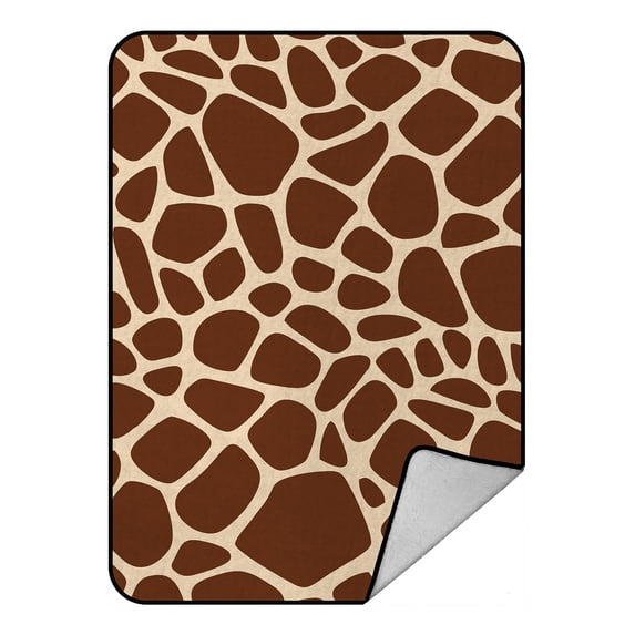 GCKG Giraffe Print Fleece Blanket Crystal Velvet Front and Lambswool Sherpa Fleece Back Throw Blanket 58x80inches