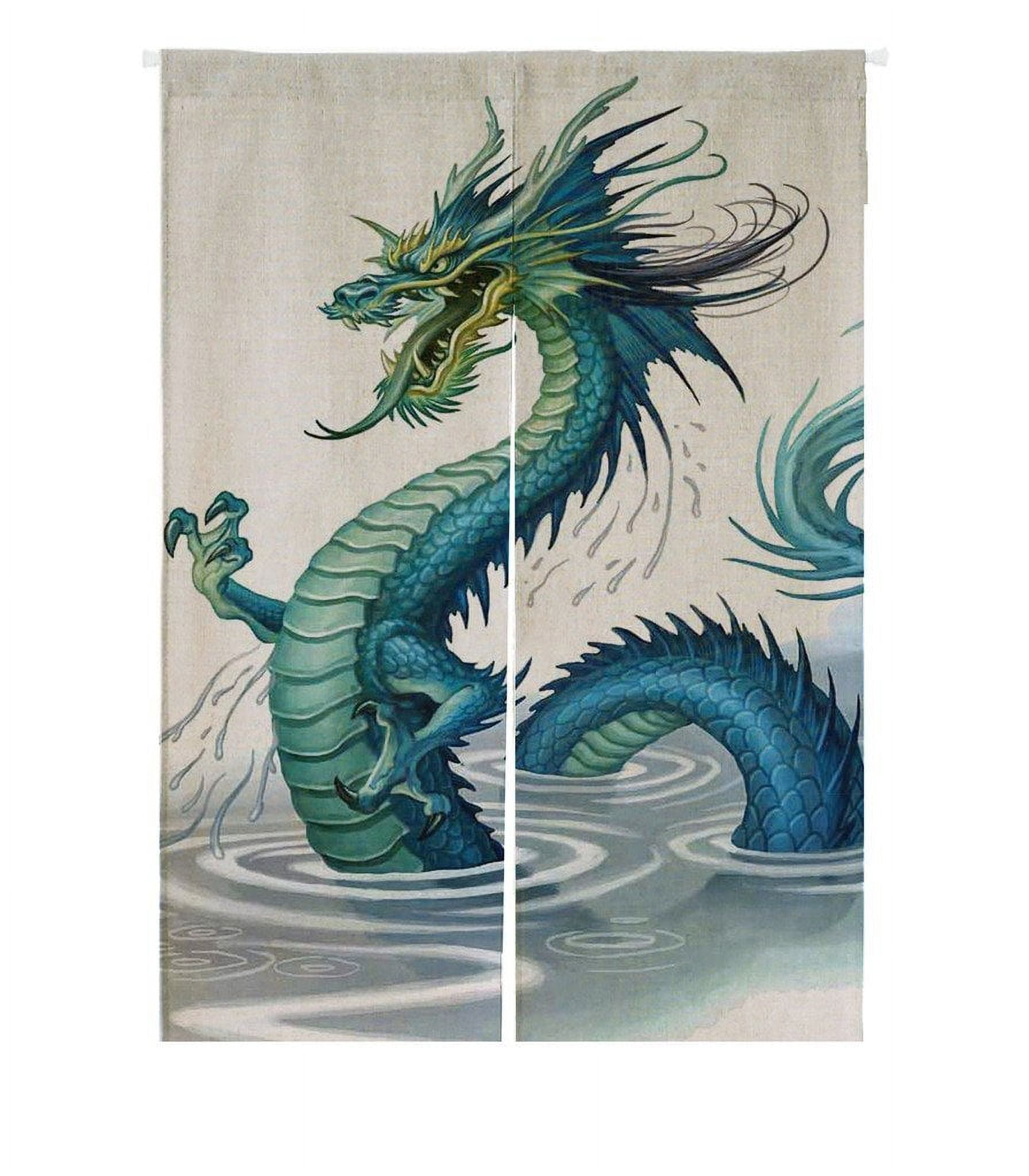 GCKG Golden Chinese Dragon Japanese Noren Doorway Curtain Doorway ...