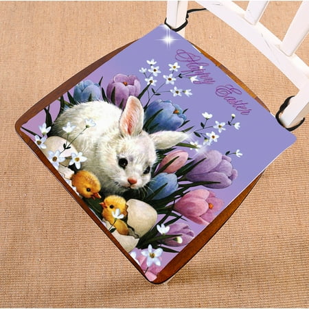 GCKG Happy Easter New Style Chair Pad Seat Cushion Chair Cushion Floor Cushion with Breathable Memory Inner Cushion and Ties Two Sides Printing 18x18 inches