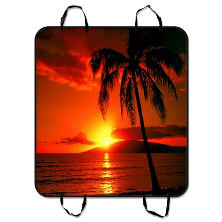 GCKG Hawaii Summer Beach Palm Tree Blue Sea Sunset Pet Car Seat Cover Dog Car Seat Mat Hammock Cargo Mat Trunk Mat For Cars Trucks and SUV 54x60 inches