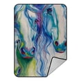thumbnail image 1 of GCKG Horse Art Blanket,Horse Art Fleece Blanket Crystal Velvet Front and Lambswool Sherpa Fleece Back Throw Blanket 58x80inches, 1 of 4