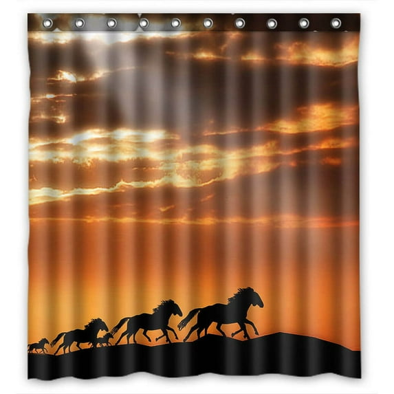 GCKG Horse Waterproof Polyester Shower Curtain Bathroom Deco 66x72 inches