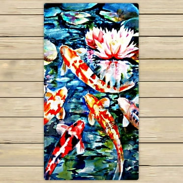 GCKG Koi Fish Beach Towel Shower Towel Wrap For Home and Travel Use Size 30x56 inches