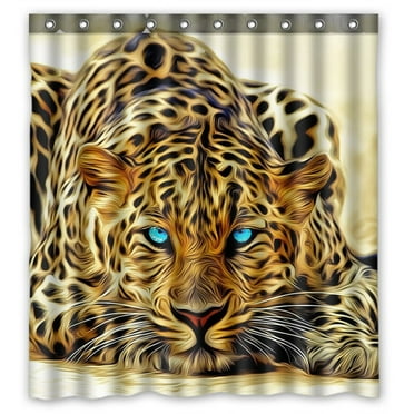 GCKG Leopard Bathroom Shower Curtain, Shower Rings Included 100% Polyester Waterproof Shower Curtain 66x72 Inches