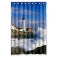 thumbnail image 1 of GCKG Lighthouse and Wave Bathroom Shower Curtain, Shower Rings Included 100% Polyester Waterproof Shower Curtain 48x72 Inches, 1 of 4