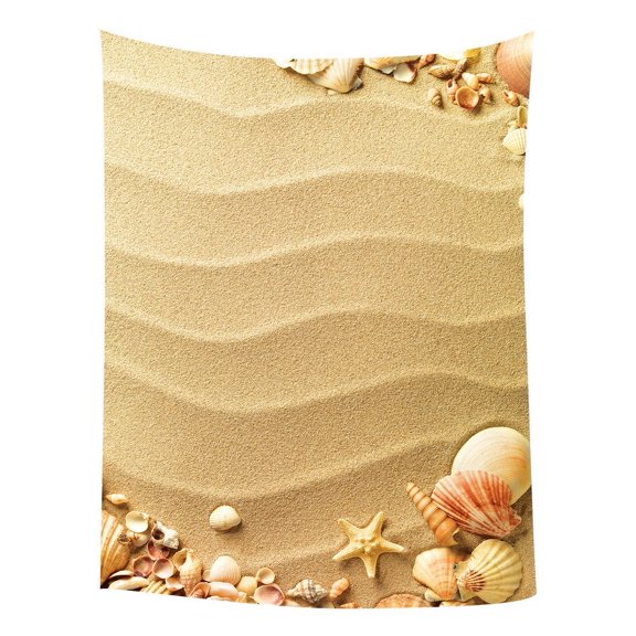 GCKG Love Beach Sand Sunlight Hearts Seashells Starfish Bedroom Living Room Art Wall Hanging Tapestry Size 80x60 inches