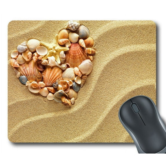 GCKG Love Heart Of Sea Shells Starfish Beach Mouse Pad Personalized Unique Rectangle Gaming Mousepad 9.84"(L) x 7.87"(W)
