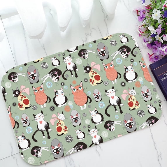 GCKG Lovely Cute Cats Non-Slip Doormat Indoor/Outdoor/Bathroom Doormat 23.6 x 15.7 Inches