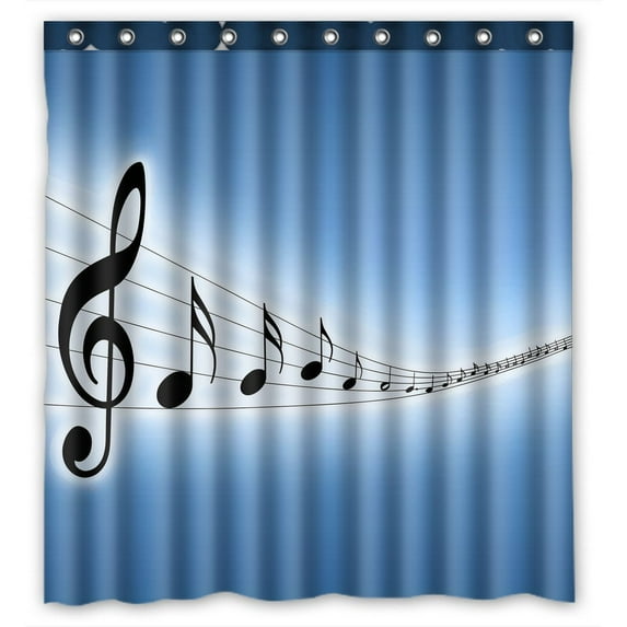 GCKG Lovely Melody Music Notes Waterproof Polyester Shower Curtain Bathroom Deco 66x72 inches