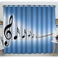 thumbnail image 1 of GCKG Lovely Melody Music Notes Window Curtain Kitchen Curtain Size 52(W) x 84 inches (Two Piece), 1 of 4