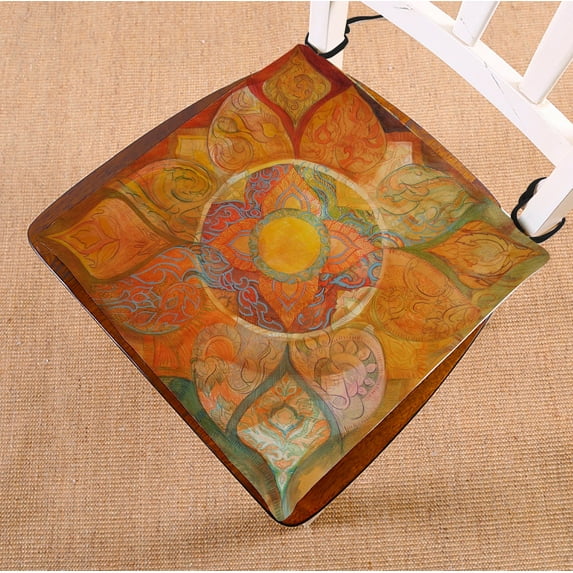 GCKG Mandala Paisley Damask Chair Pad Seat Cushion Chair Cushion Floor Cushion with Breathable Memory Inner Cushion and Ties Two Sides Printing 20x20 inches
