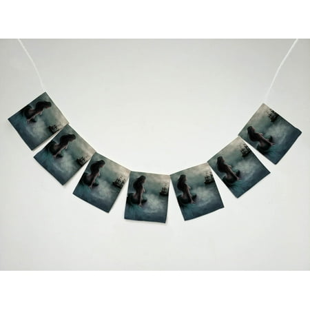 GCKG Mermaid and the Sailing Ship Banner Bunting Garland Flag Sign for Home Family Party Decoration