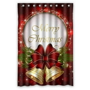 GCKG Merry Christmas Xmas Bathroom Shower Curtain, Shower Rings Included 100% Polyester Waterproof Shower Curtain 48x72 inches