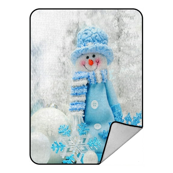 GCKG Merry Christmas Xmas Cute Snowman Fleece Blanket Crystal Velvet Front and Lambswool Sherpa Fleece Back Throw Blanket 58x80inches