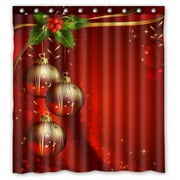 GCKG Merry Christmas Xmas Festival Balls Waterproof Polyester Shower Curtain Bathroom Deco 66x72 inches