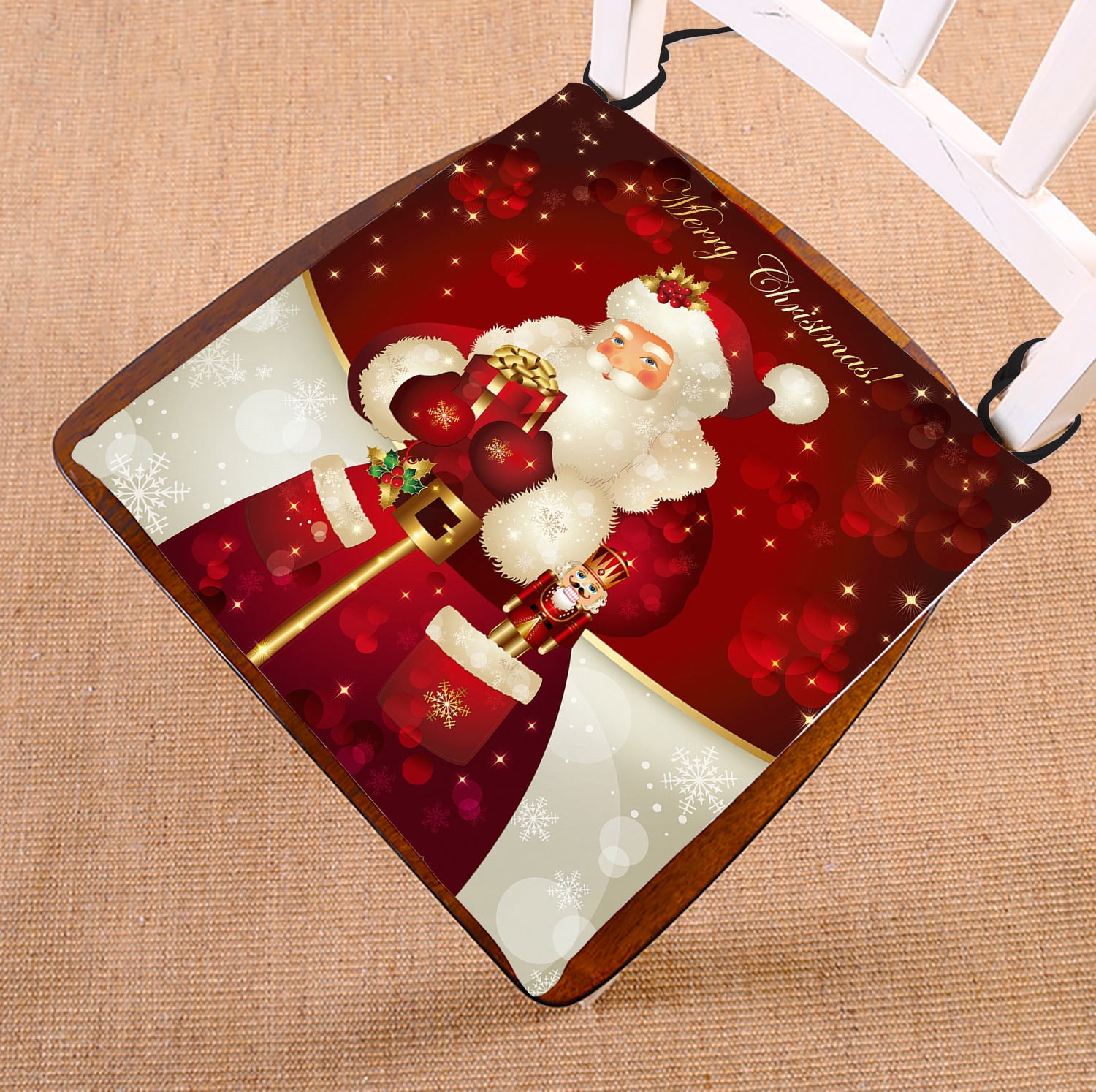 GCKG Merry christmas Dreamlike the Santa Claus Chair Pad Seat Cushion