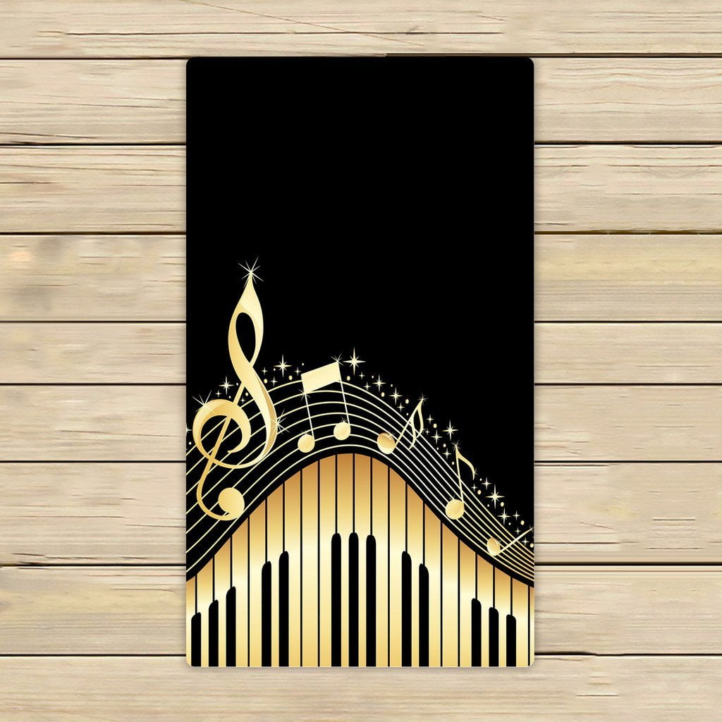 GCKG Musical Notes With Piano Beach Towel Shower Towel Wrap For Home ...