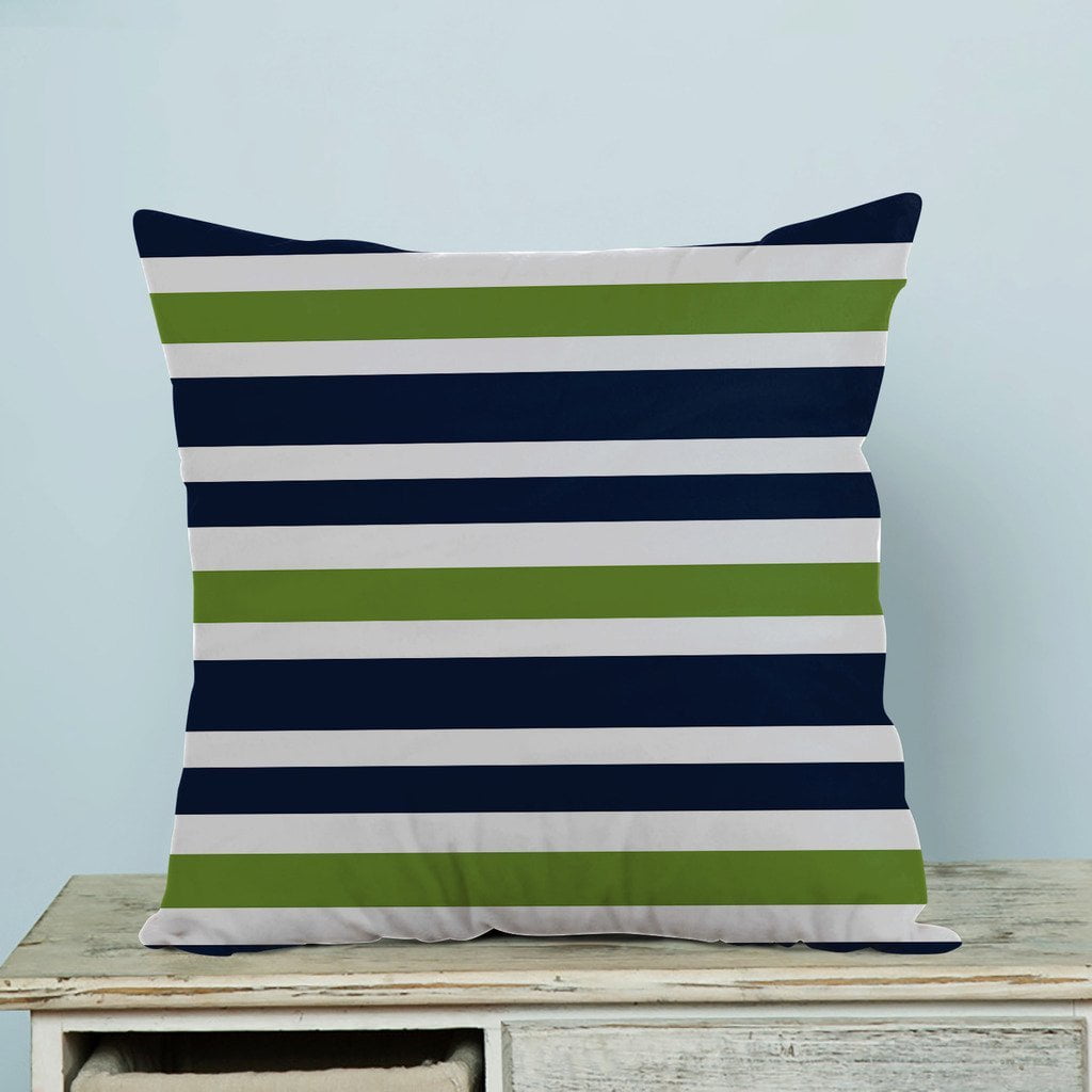 GCKG Navy Blue,Green And White Stripe Pillow Case Pillow Cover Pillow