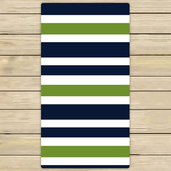 GCKG Navy Blue,Green And White Stripe Towels,Beach Bath Pool Sprot Travel Hand Spa Towel Size 30x56 inches