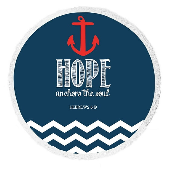 GCKG Navy Chevron Hope Anchor The Soul Round Beach Towel Beach Mats Beach Shawl Beach Blanket Beach Throw Towel Yoga Mat