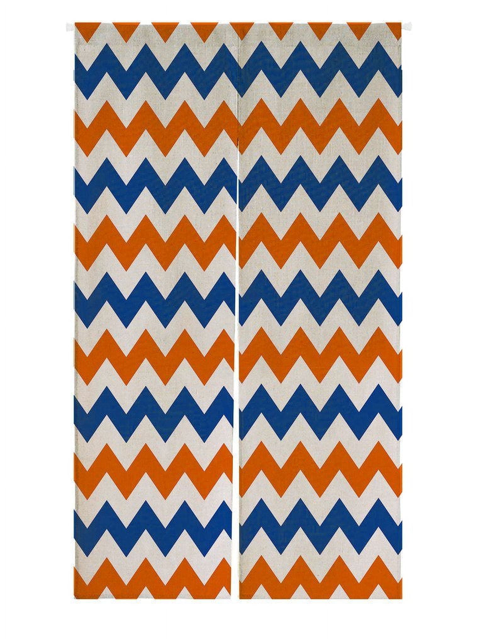 GCKG Navy Deep Blue Orange Chevron Doorway Curtain Japanese Noren