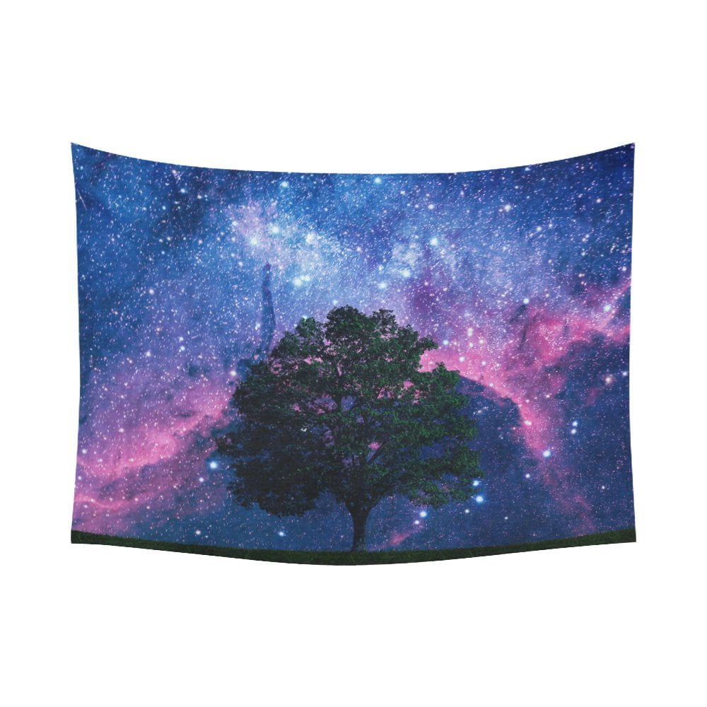 GCKG Night Sky Lonely Tree Starry Night Tapestry Wall Hanging Galaxy ...