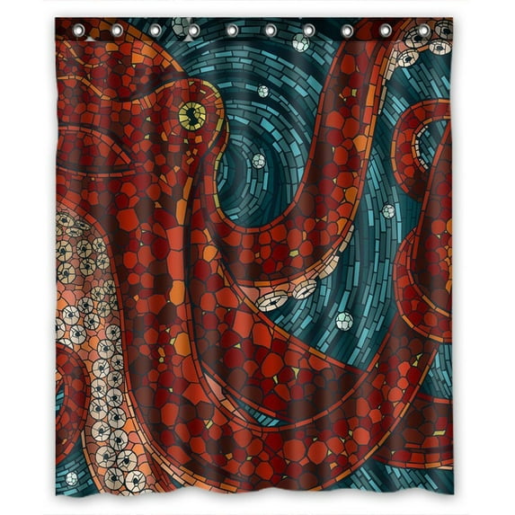 GCKG Ocean Octopus Bathroom Shower Curtain, Shower Rings Included 100% Polyester Waterproof Shower Curtain 60x72 inches