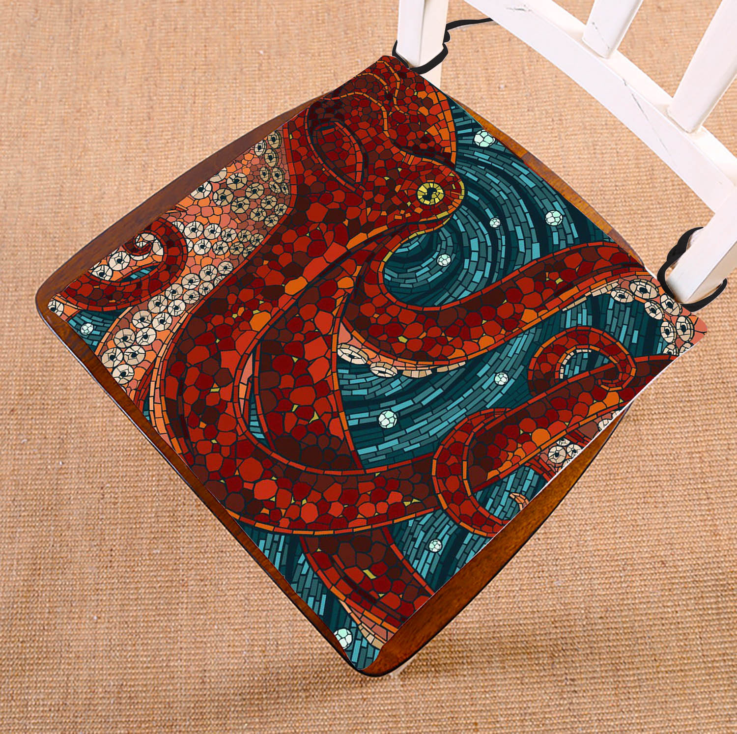 GCKG Ocean Octopus Chair Cushion,Ocean Octopus Chair Pad Seat Cushion Chair Cushion Floor Cushion with Breathable Memory Inner Cushion and Ties Two Sides Printing 16x16 inch - image 1 of 3