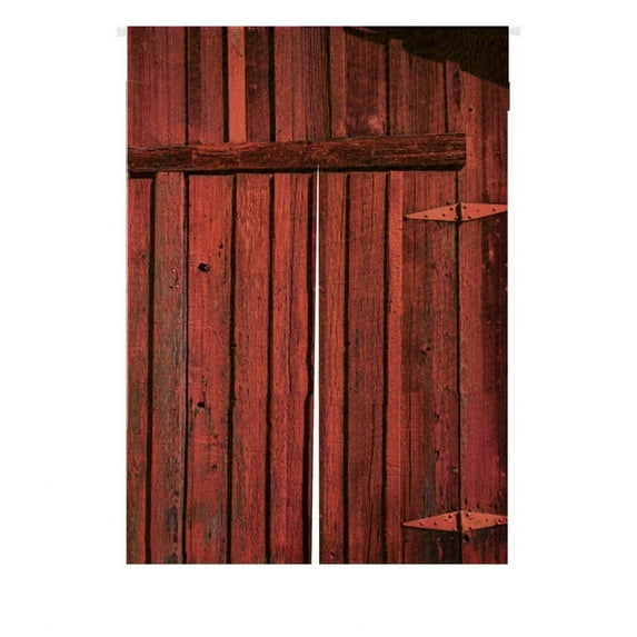 GCKG Old Red Barn Wood Door Doorway Curtain Japanese Noren Curtains Door Curtain Entrance Curtain Size 85x120cm