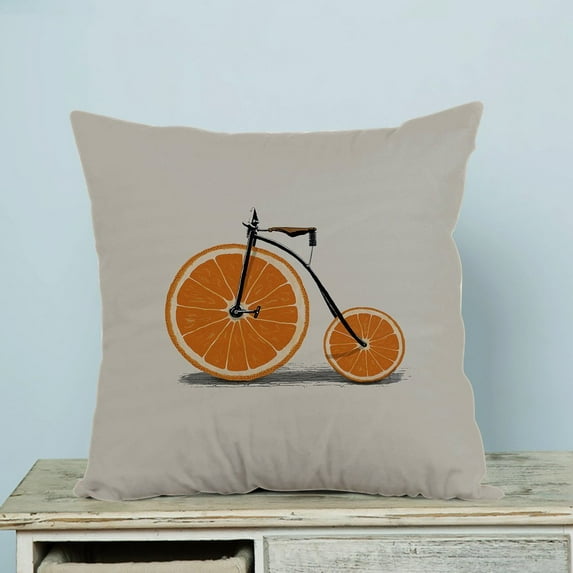 GCKG Orange Bicycle Pillow Case Pillow Cover Pillow Protector Two Sides 18 x 18 Inches