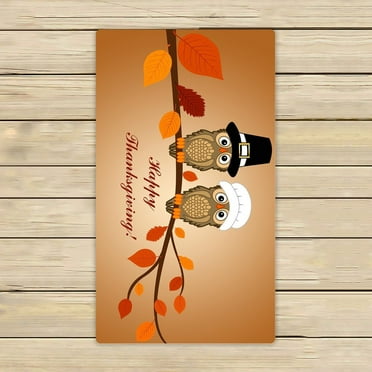 GCKG Owl Thanksgiving Day Towels,Beach Bath Pool Sprot Travel Hand Spa Towel Size 16x28 inches