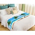 thumbnail image 1 of GCKG Palm Emerald Ocean Tropical Coast Beach Sea Bed Runner Bedding Scarf Bedding Decor 20x95 inches, 1 of 2