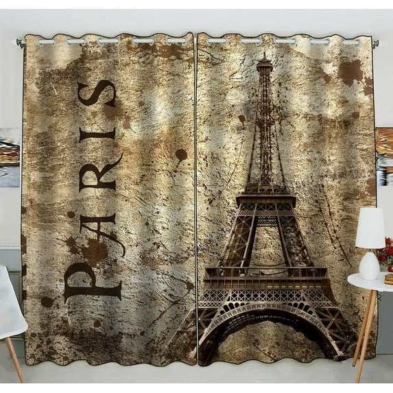 GCKG Paris Eiffel Tower Blackout Curtains Window treatment Panel Drapes 52(W) x 84(H) inches (Two Piece)