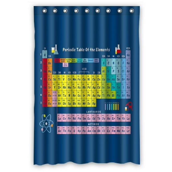 GCKG Periodic Table of Elements Bathroom Shower Curtain, Shower Rings Included 100% Polyester Waterproof Shower Curtain 48x72 Inches