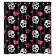 thumbnail image 1 of GCKG Pink Bowknot Love Skull Waterproof Polyester Shower Curtain Bathroom Deco 66x72 inches, 1 of 4