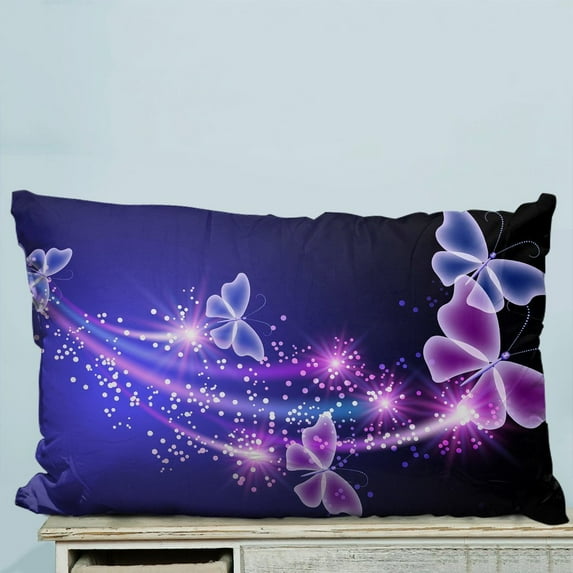 GCKG Pink Purple Butterfly Shining Light Pillow Case Pillow Cover Pillow Protector Two Sides 20 x 30 Inches