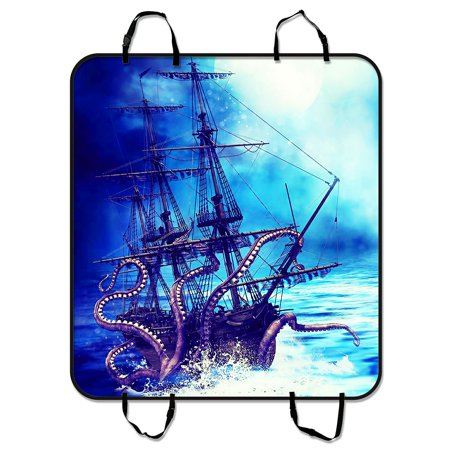GCKG Pirate Ship Octopus Pet Car Seat Cover Dog Car Seat Mat Hammock Cargo Mat Trunk Mat For Cars Trucks and SUV 54x60 inches