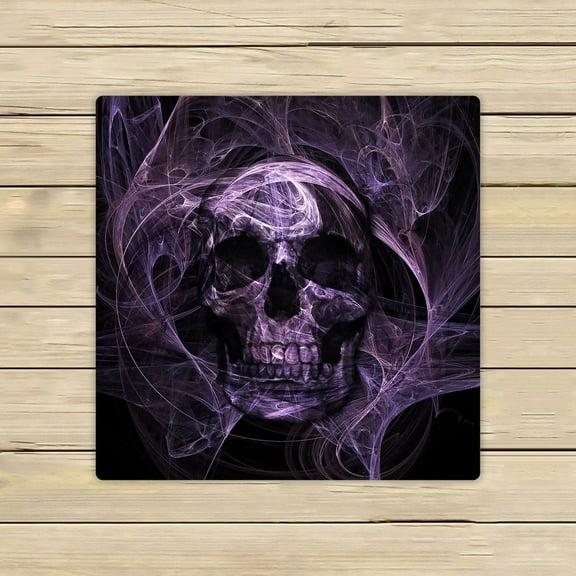 GCKG Purple Fluorescence Skull Beach Towel Shower Towel Wrap For Home and Travel Use Size 13x13 inches