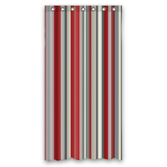 GCKG Red Gray Vertical Stripes Waterproof Polyester Shower Curtain Bathroom Deco 36x72 inches