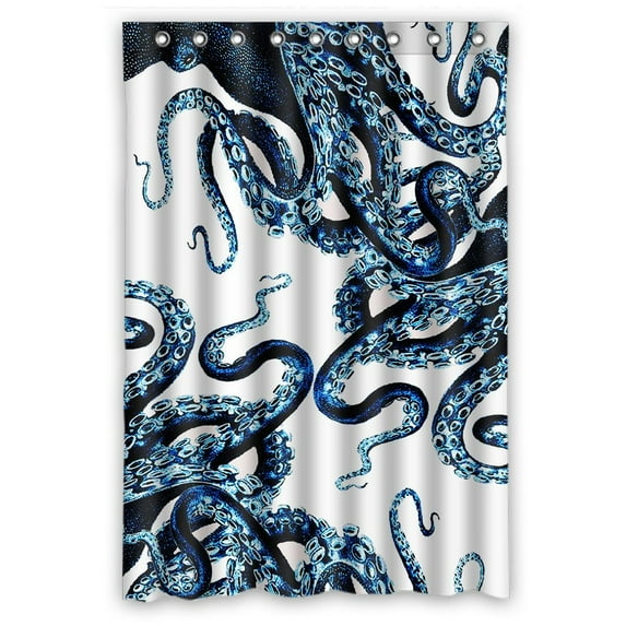 GCKG Red Octopus Bathroom Shower Curtain, Shower Rings Included 100% Polyester Waterproof Shower Curtain 48x72 inches