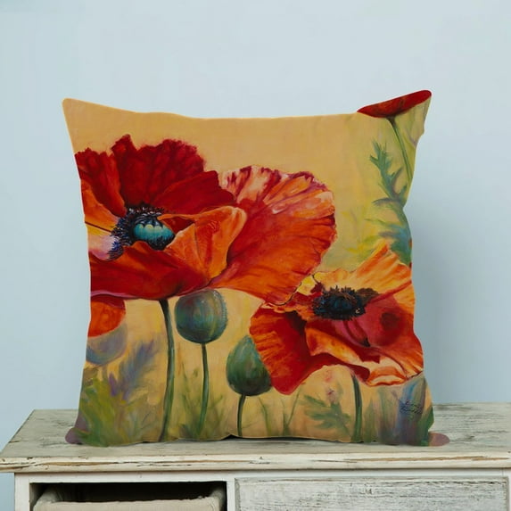 GCKG Red Poppy Passion Pillow Case Pillow Cover Pillow Protector Two Sides 20 x 20 Inches