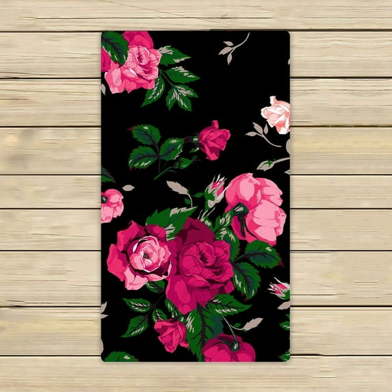 GCKG Red Rose Flower Pink Floral Beach Towel Shower Towel Wrap For Home and Travel Use Size 16x28 inches