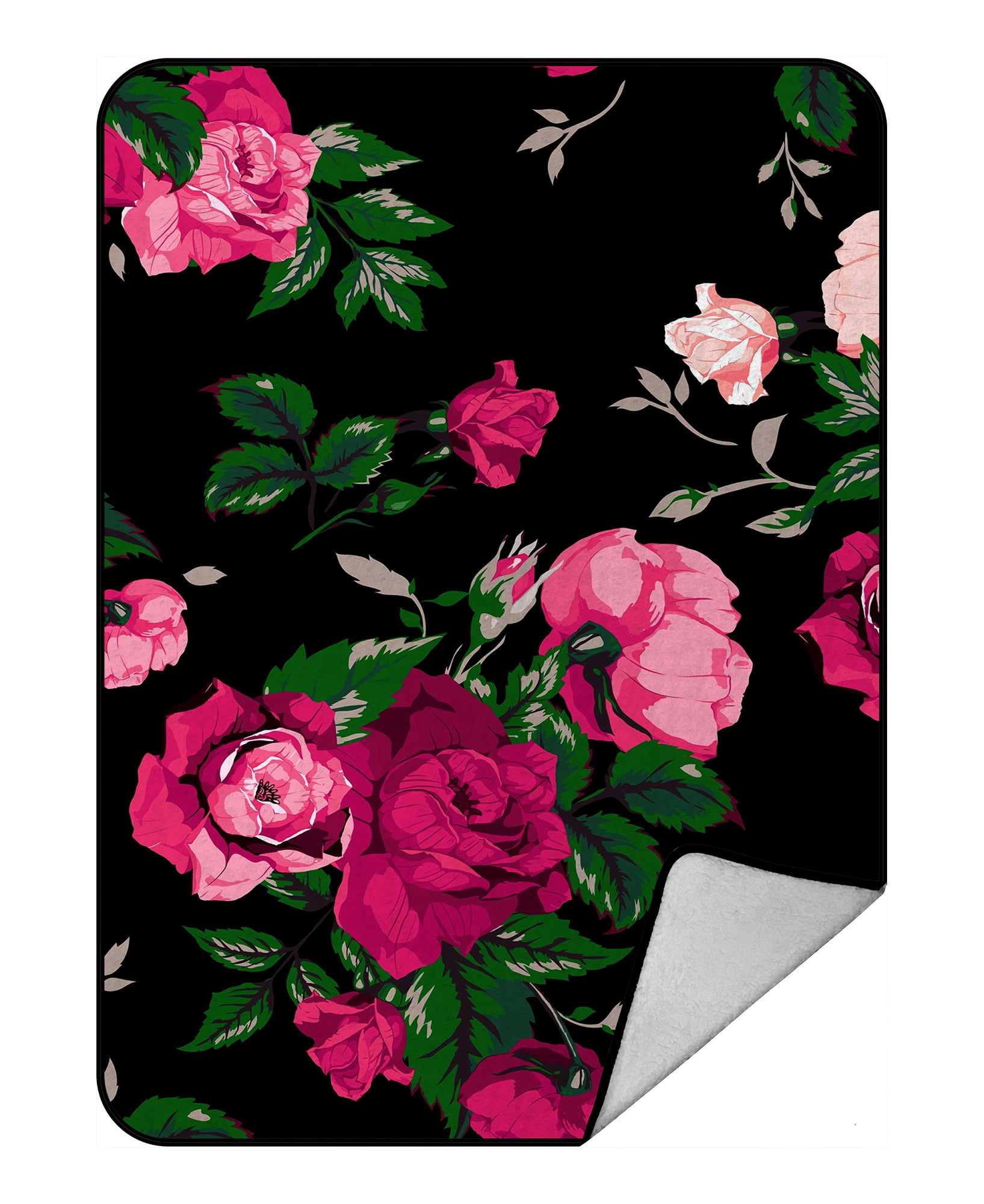 Pink Rose Floral Blanket