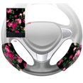 thumbnail image 1 of GCKG Red Rose Flower Pink Floral Steering Wheel Cover Anti-slip Wheel Sleeve Protector Hook and Loop Covers Size 10x16cm Set of 2, 1 of 2