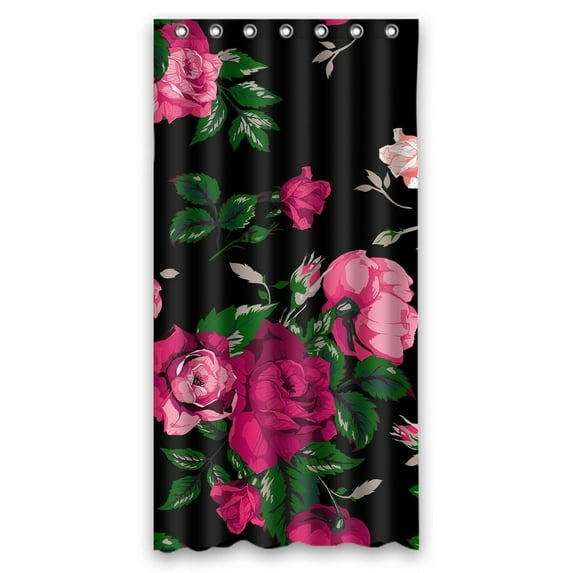 GCKG Red Rose Flower Pink Floral Waterproof Polyester Shower Curtain and Hooks Size 36x72 inches